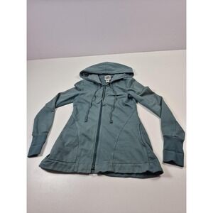 Prairie Underground Jacket Womens Small Blue Green Organic Cotton Zip Hoodie